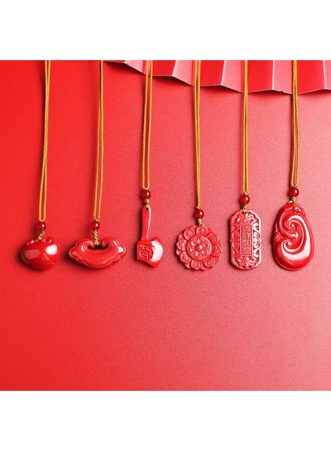 Genuine High-content Cinnabar Imperial Sand Ruyi Lock Eight Treasures Wealth Axe Premium Pendant - Image 4