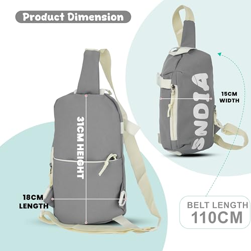 SNDIA Sling Bag for Men Stylish Crossbody Backpack for Men & Women, Messenger Bags, Casual Shoulder Bag, Chest Bag (Grey, 31x15x18cm) - Image 2