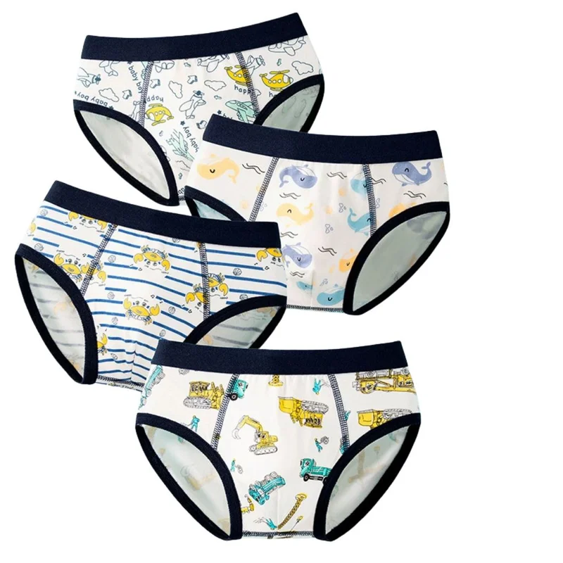 babyqlo Boys Cotton Fun Print Briefs Pack of 4