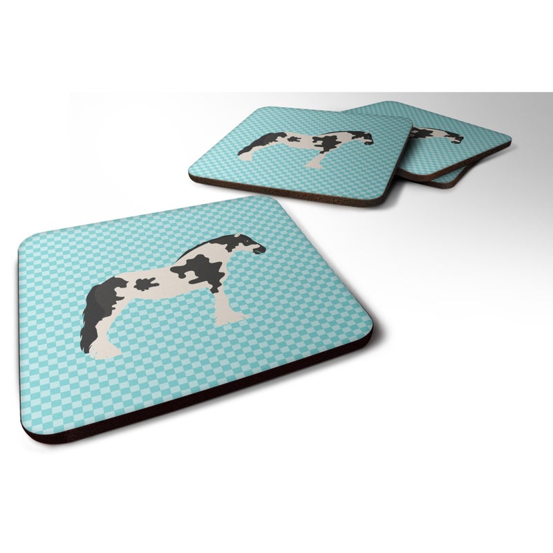 Caroline's Treasures ""Caroline's Treasures Cyldesdale Horse Blue Check Decorative coasters  3.5  Multicolor"" 