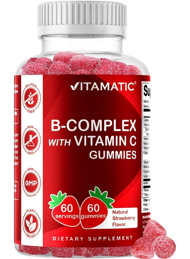 Vitamatic Vitamin B Complex Gummies With Vitamin C & Inositol Natural Strawberry Flavor 60 Gummies - Image 2