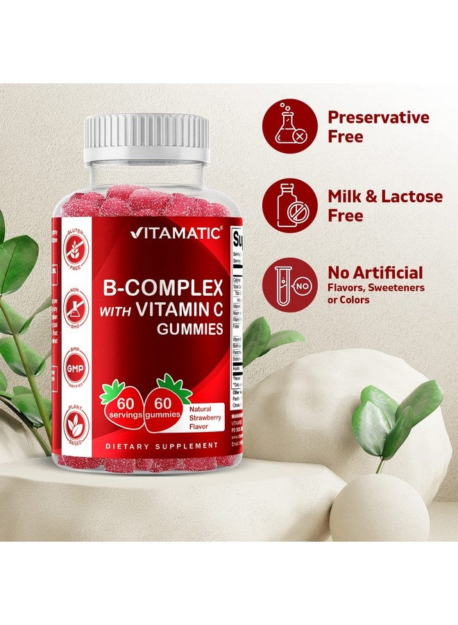 Vitamatic Vitamin B Complex Gummies With Vitamin C & Inositol Natural Strawberry Flavor 60 Gummies - Image 5