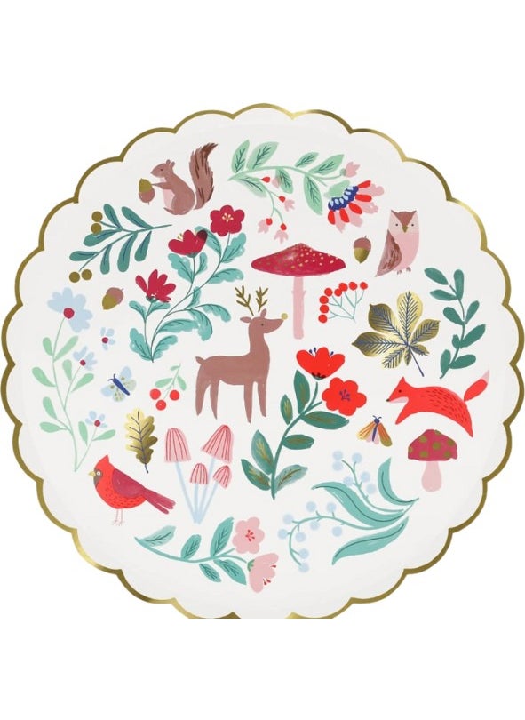 Meri Meri - - Winter Woodland Dinner Plates - Forest Plate (L) (Piece of 8) - Image 1