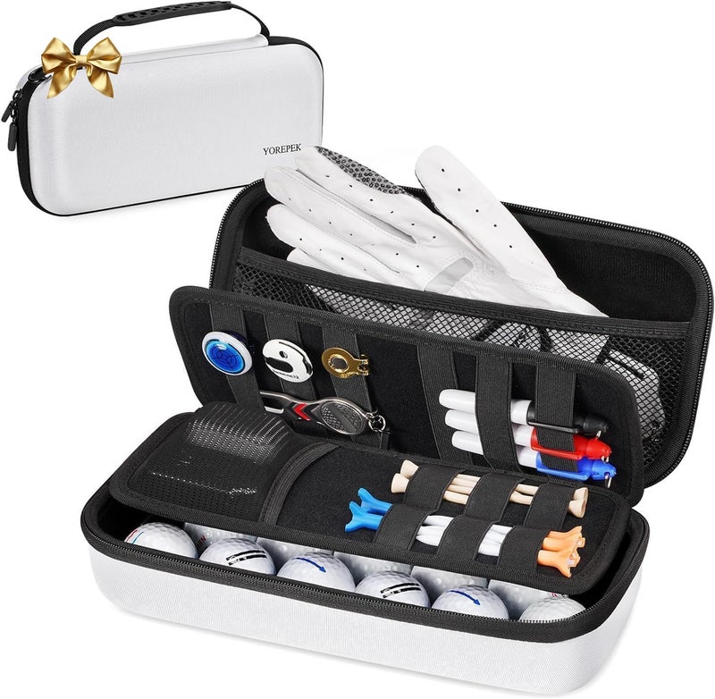 YOREPEK Golf Glove Holder with Removable Glove Shaper, Golf Valentines Gift, Protective Hard Shell Golf Accessories Case Bag with 2 Dividers Fits Balls, Tees, Markers, Cool Gifts for Golfers - Image 1