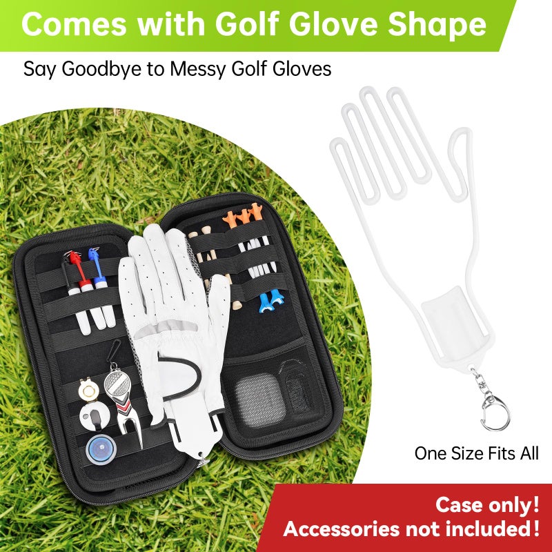 YOREPEK Golf Glove Holder with Removable Glove Shaper, Golf Valentines Gift, Protective Hard Shell Golf Accessories Case Bag with 2 Dividers Fits Balls, Tees, Markers, Cool Gifts for Golfers - Image 5