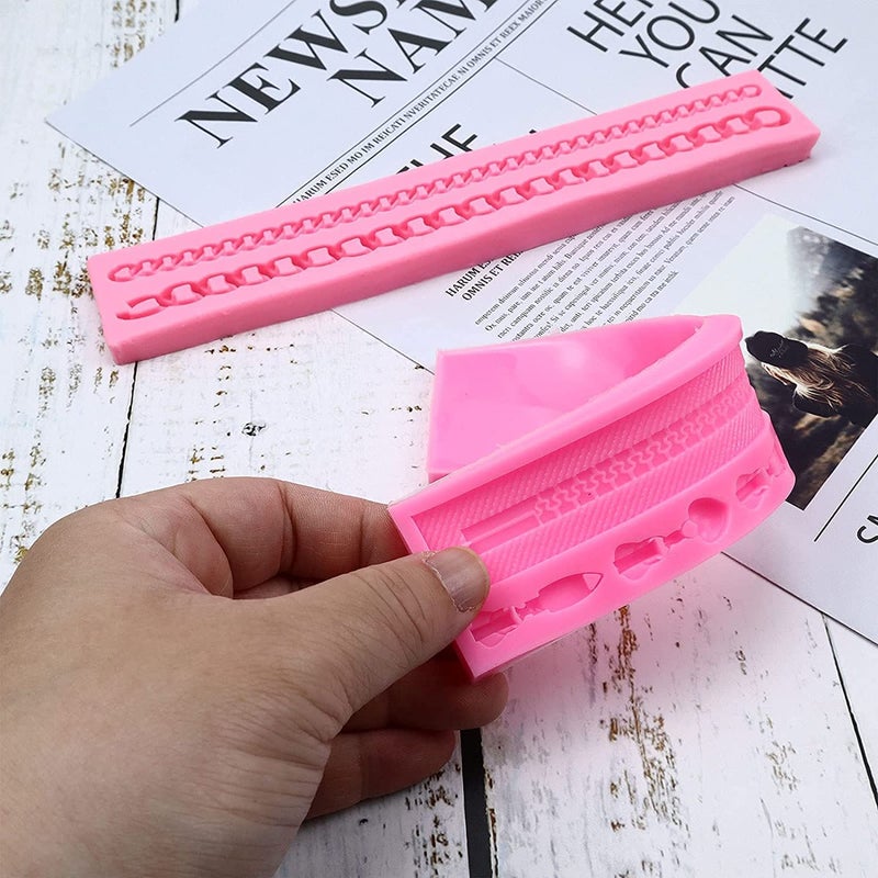 Guratapa 2 PCS Zipper Chain Silicone Molds for DIY Fondant Candy Making Chocolate Mold Desserts Ice Cube Gum Clay Biscuit Plaster Resin Cupcake Topper Cake Decor Purse Bag Moulds  - Image 4