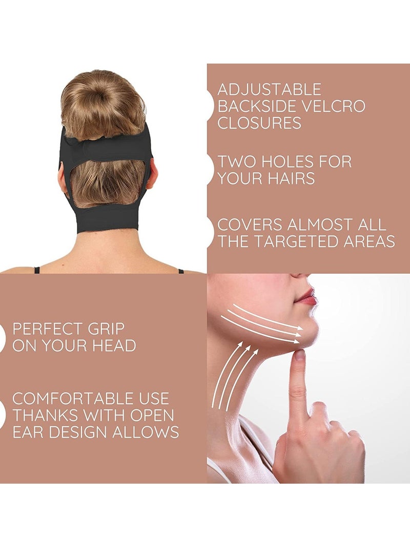 Bukela Neck and Chin Compression Garment Wrap, Post Surgical Chin Strap Bandage for Women, Face Slimmer, Jowl Tightening, Chin Lifting(Black) - Image 5