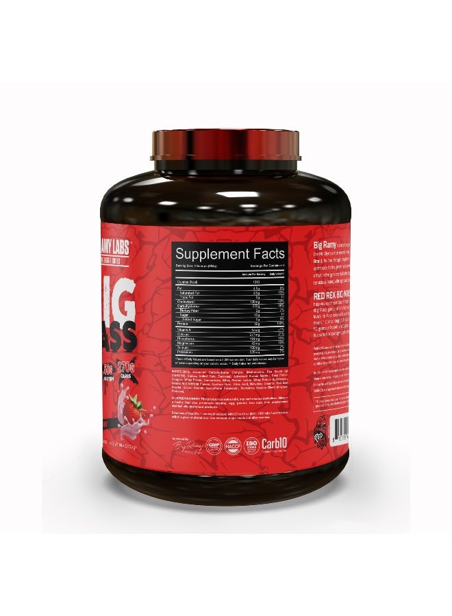 RED REX Big Mass Gainer Powder - Strawberry Flavor - 6lb (2.72kg) - for Muscle Growth & Recovery - Image 2