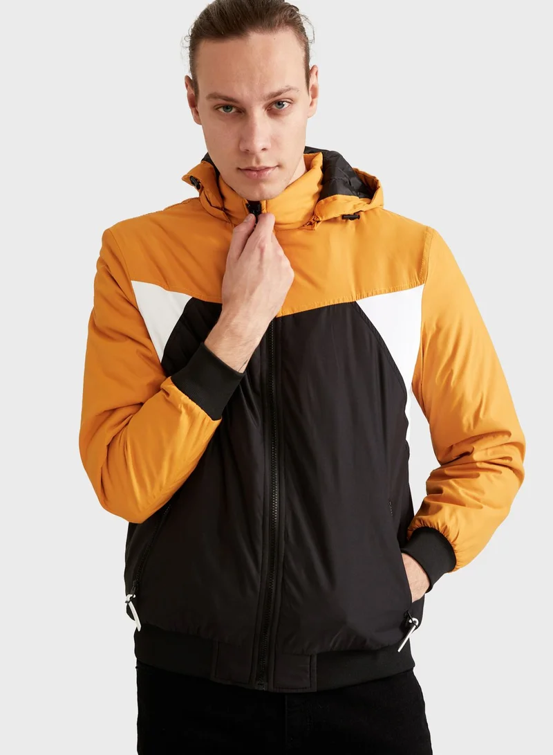 DeFacto Color Block Hooded Jacket