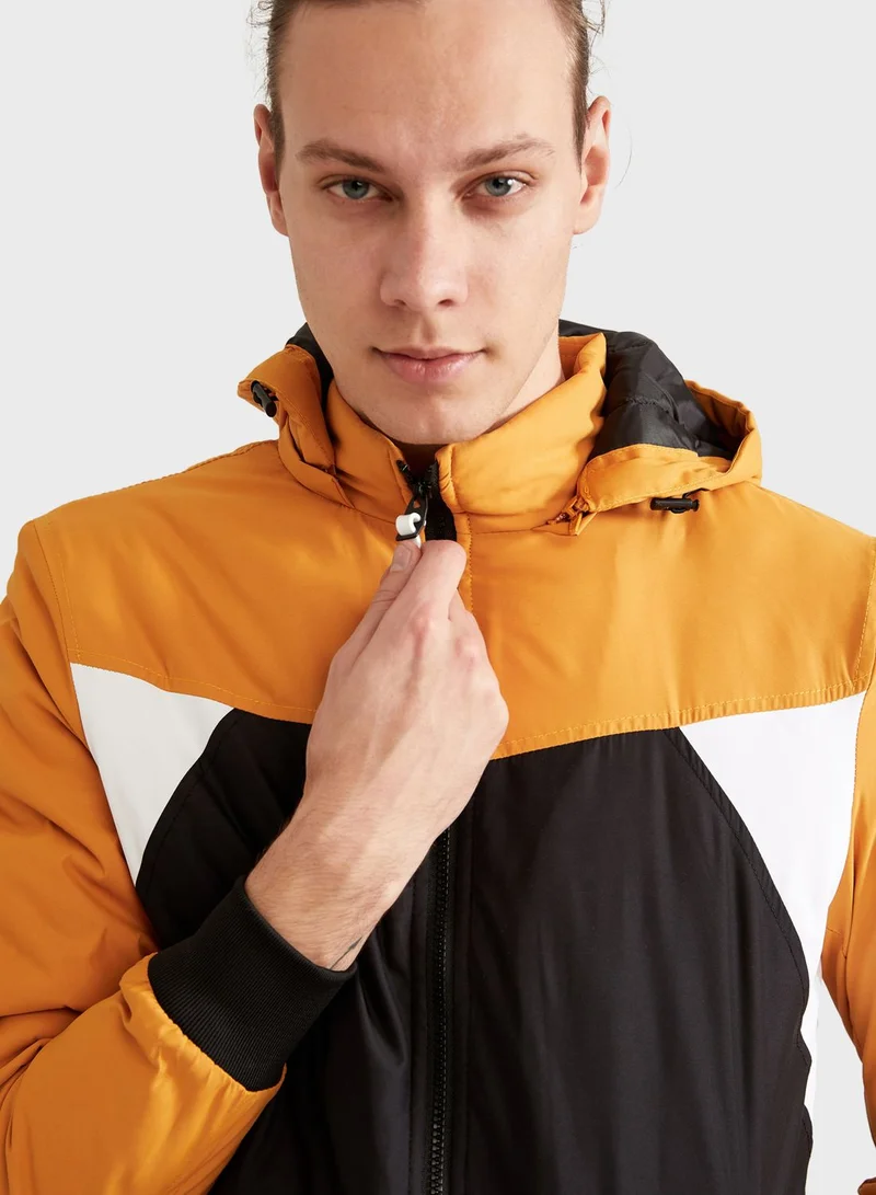 DeFacto Color Block Hooded Jacket