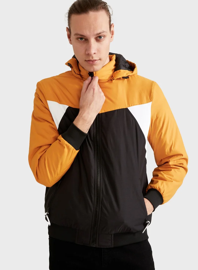 DeFacto Color Block Hooded Jacket