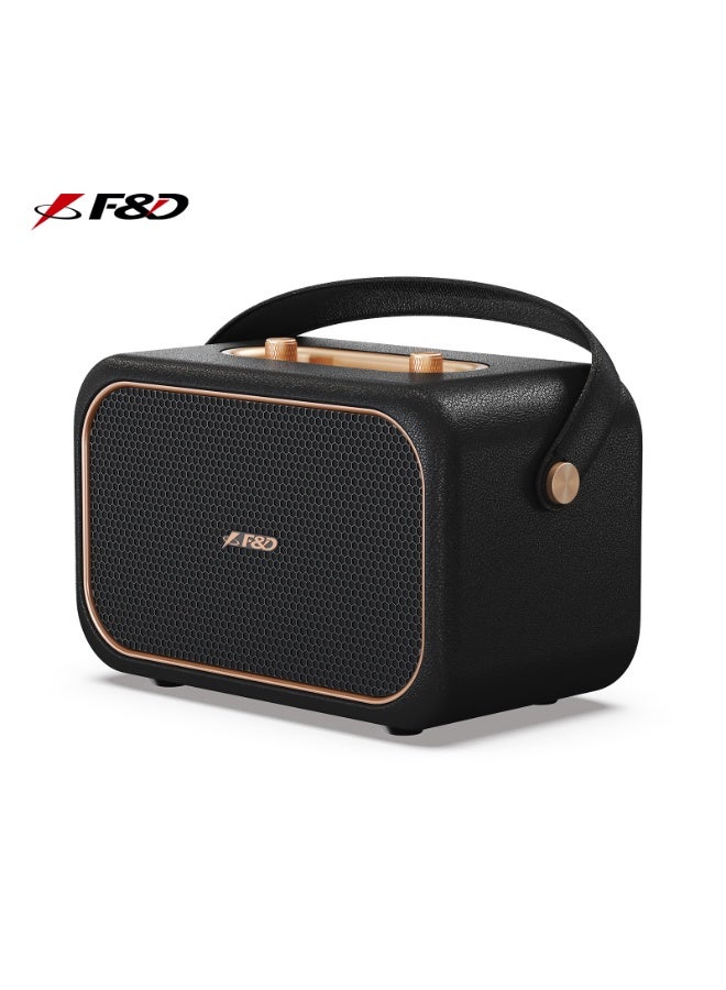 F&D RW40 Retro Wooden Cabinet Bluetooth Speaker with 4-inch Woofer & Dual Tweeters, Deep Bass Stereo Sound, Bluetooth 5.3, 20H Playtime for Home, Office & Party - Image 1