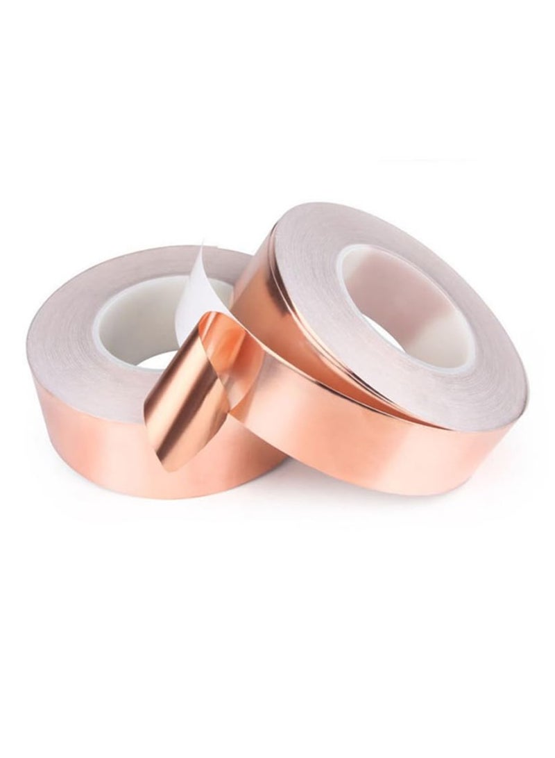 Copper Foil Tape(2pcs,20mm),Single-Sided Conductive Copper Tape with Adhesive for EMI Shielding,Slug Repellent,Paper Circuits,Electrical Repairs,Grounding  - Image 1