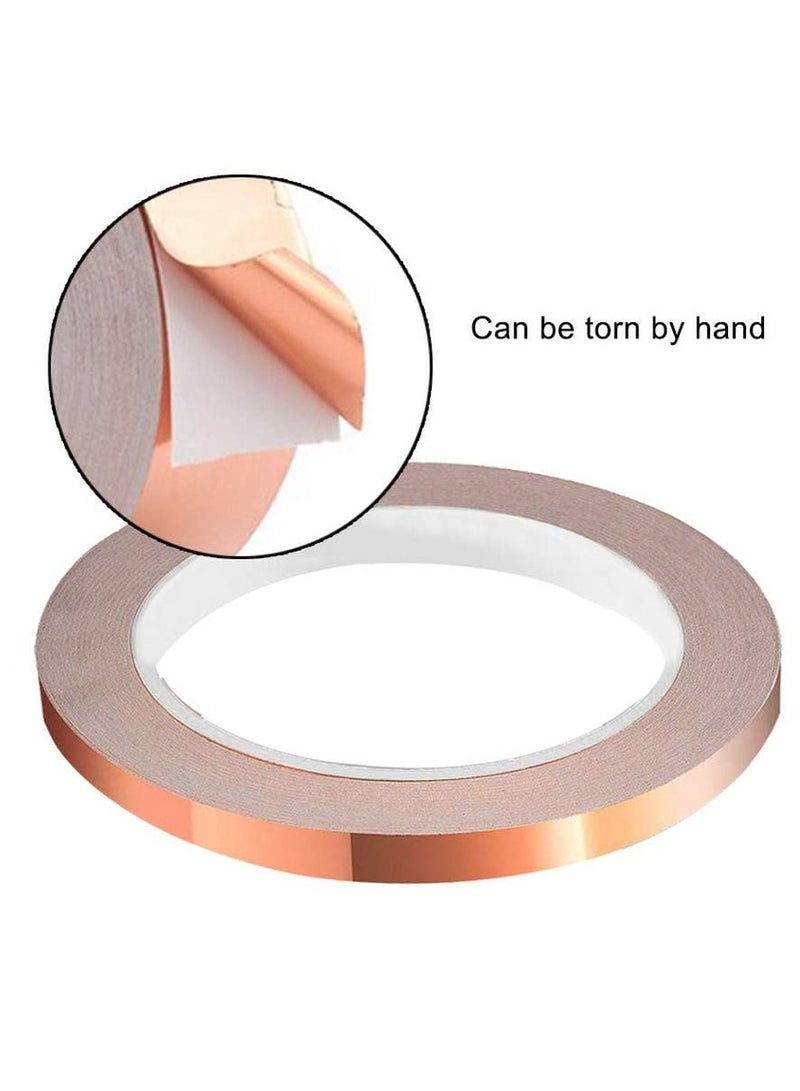 Copper Foil Tape(2pcs,20mm),Single-Sided Conductive Copper Tape with Adhesive for EMI Shielding,Slug Repellent,Paper Circuits,Electrical Repairs,Grounding  - Image 2