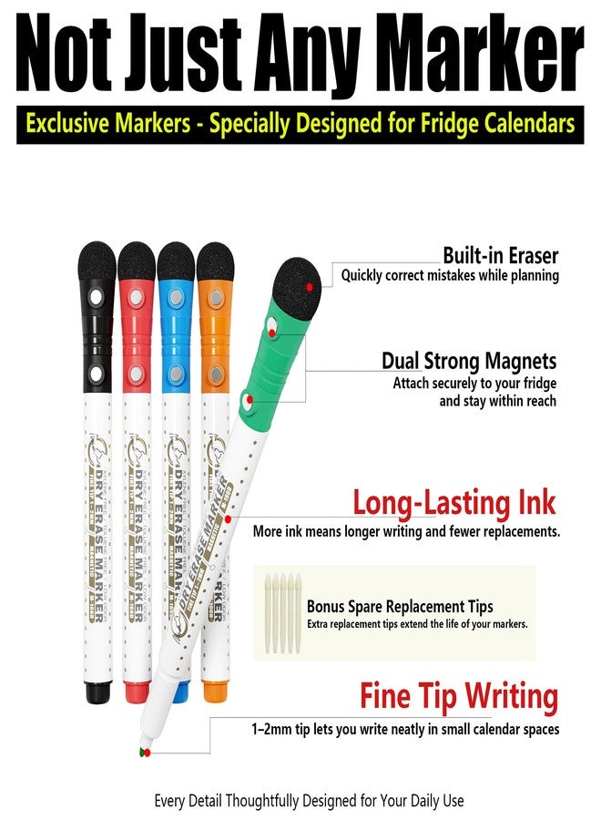 Mag-Fancy Magnetic Dry Erase Whiteboard Markers, 1mm Fine Tip, 5 Pack Classic - Image 2