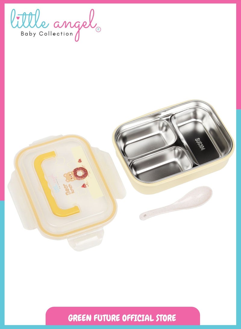 Little Angel Kids Bento Lunch Box 900ml - Leak-Proof, Eco-Friendly, Stainless Steel, Cute Bear Design, Ideal for School & Travel - Image 2