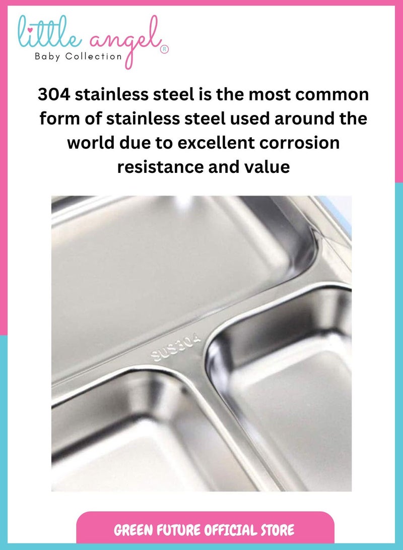 Little Angel Kids Bento Lunch Box 900ml - Leak-Proof, Eco-Friendly, Stainless Steel, Cute Bear Design, Ideal for School & Travel - Image 3