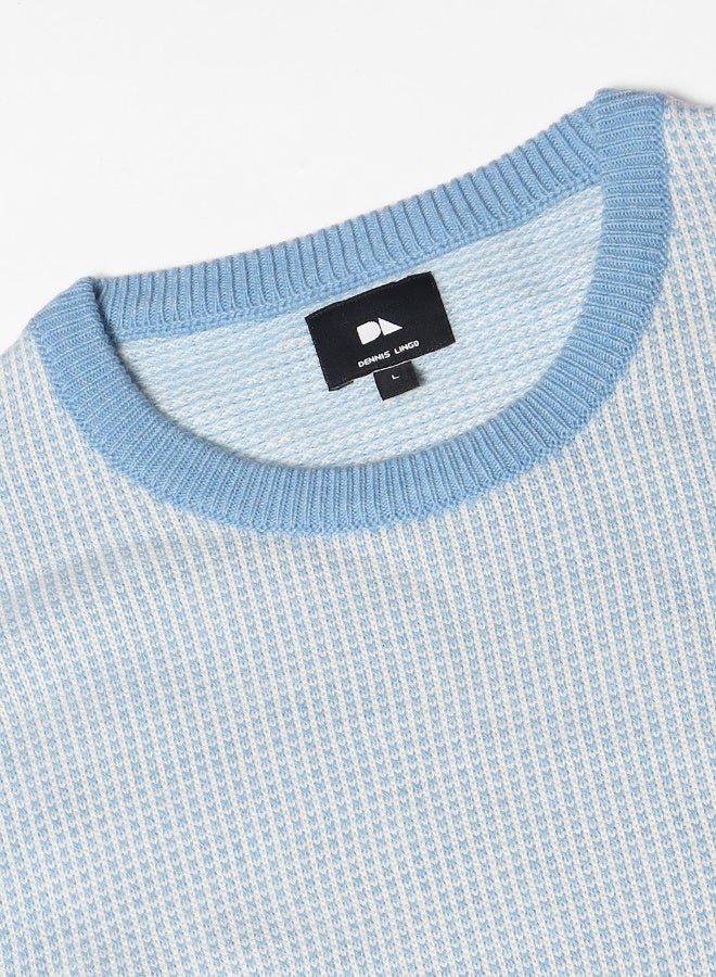 Dennis Lingo Men's Light Blue 100% Acrylic Self Design Regular Fit Sweater  - Image 1