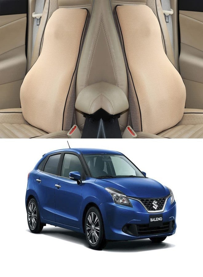 Oshotto Air Fabric Lumbar Support for Office Chair | Back Pillow for Car | Memory Foam Orthopedic Cushion - Provides Low Back Support Compatible with Maruti-Baleno 2015-2019 (Beige) - Image 1