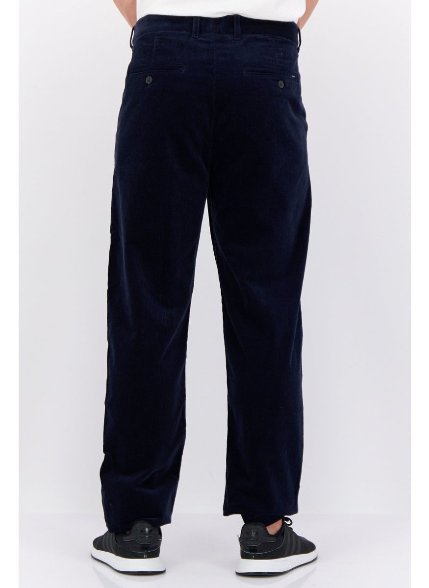 GANT - Men Regular Fit Solid Corduroy Pants, Navy Blue - Image 1