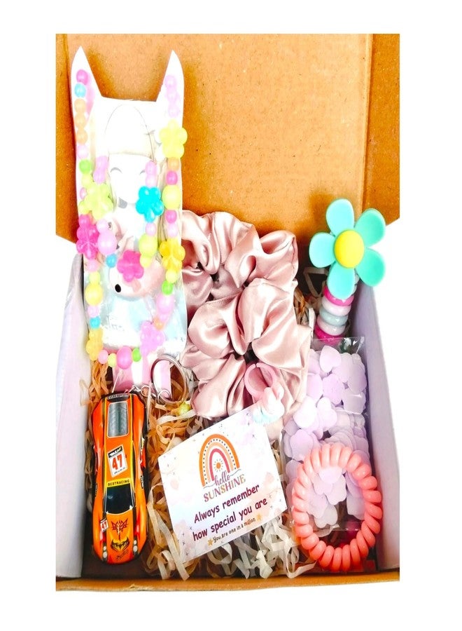Gift Hamper Box for Girls Age 3-12 Years | Jewellery & Hair Accessories Combo Set with Toy Car Keychain | Birthday Return Gift for Kids Girls - Image 1