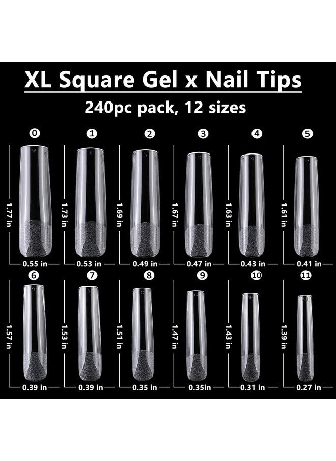 240Pc Xl Square Gel X Nail Tips Clear Fake Nails Extra Long Square Nail Tips Full Cover Artificial Fingernails Xl Soft Gel False Nail Tips For Acrylic Nail Extension Press On Nail Making - pzsku/ZDDC6333FE98733A7502AZ/45/_/1730894733/96f9af22-7350-4f94-b3dc-868d60e06651