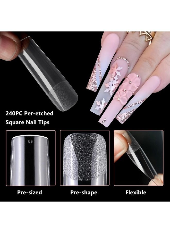 240Pc Xl Square Gel X Nail Tips Clear Fake Nails Extra Long Square Nail Tips Full Cover Artificial Fingernails Xl Soft Gel False Nail Tips For Acrylic Nail Extension Press On Nail Making - pzsku/ZDDC6333FE98733A7502AZ/45/_/1730894736/48c51548-8d35-4a7d-af53-334867d43f35