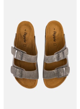 Algspar Men Buckle Slip On Cork Sandals, Grey  - Image 3