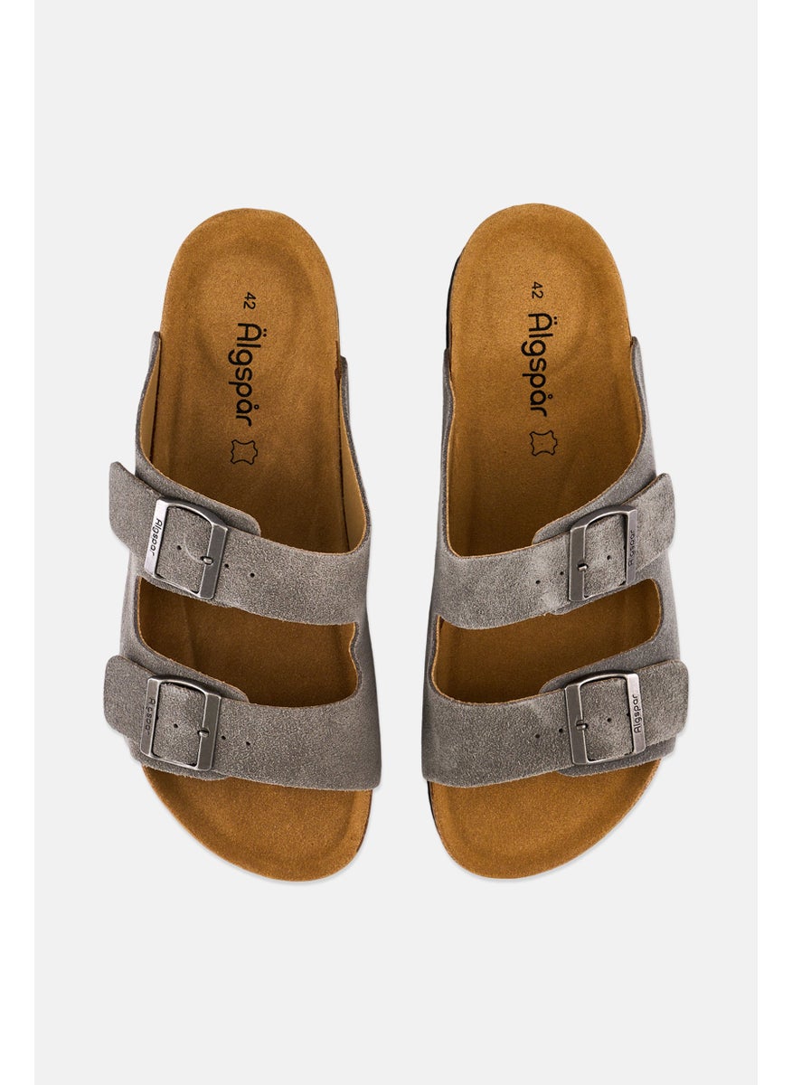 Algspar Men Buckle Slip On Cork Sandals, Grey  - Image 3