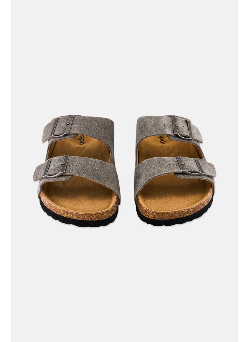 Algspar Men Buckle Slip On Cork Sandals, Grey  - Image 4
