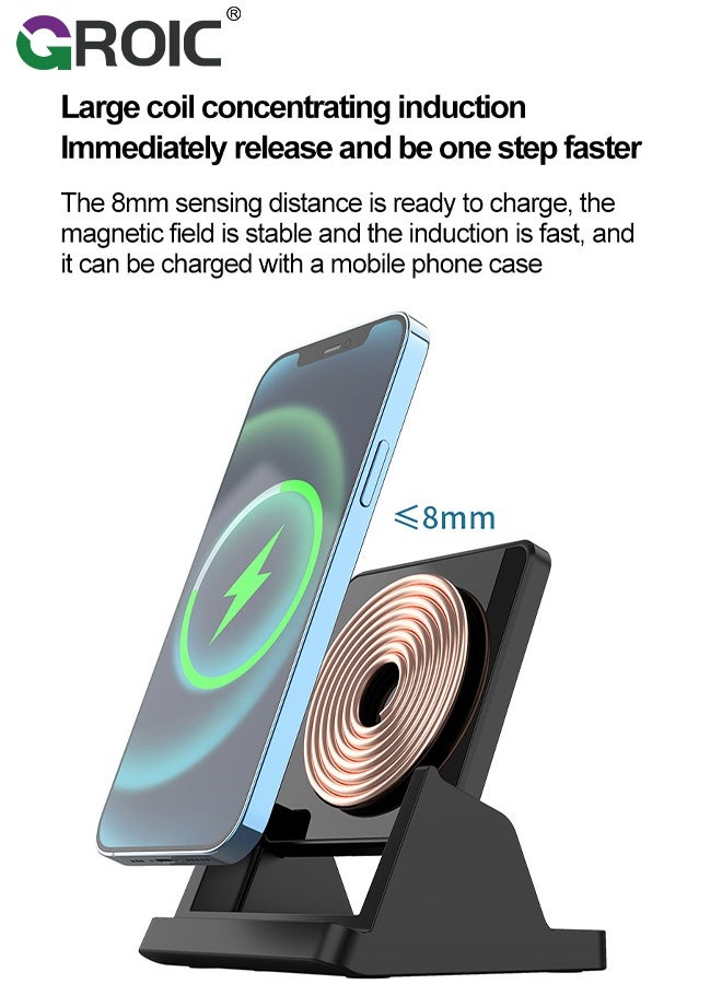15W Wireless Charger Stand, Separable Fast Charging Dock Station Desktop, 3 in 1 Mobile Phone Charging Dock/Stand for Type C, iPhone Series