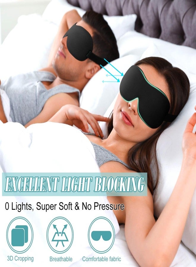 Bencailor 8 Pcs Sleep Mask for Side Sleeper 3D Eye Masks for Sleeping Blackout Eye Cover Shade Night Blindfold with Adjustable Strap for Women Men Sleeping Game Gifts(Medium,Black - Image 2