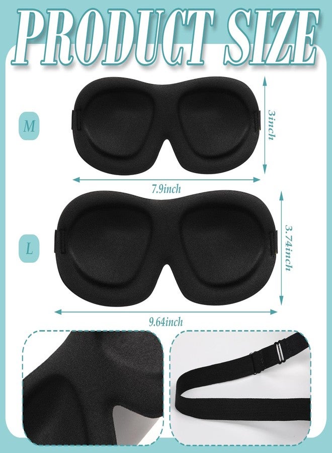 Bencailor 8 Pcs Sleep Mask for Side Sleeper 3D Eye Masks for Sleeping Blackout Eye Cover Shade Night Blindfold with Adjustable Strap for Women Men Sleeping Game Gifts(Medium,Black - Image 3