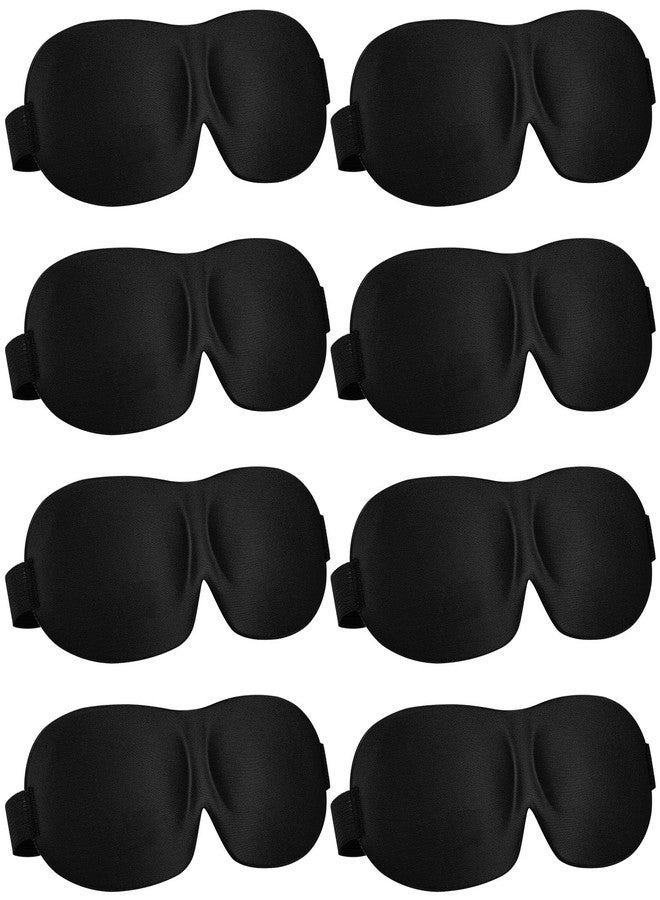 Bencailor 8 Pcs Sleep Mask for Side Sleeper 3D Eye Masks for Sleeping Blackout Eye Cover Shade Night Blindfold with Adjustable Strap for Women Men Sleeping Game Gifts(Medium,Black - Image 1