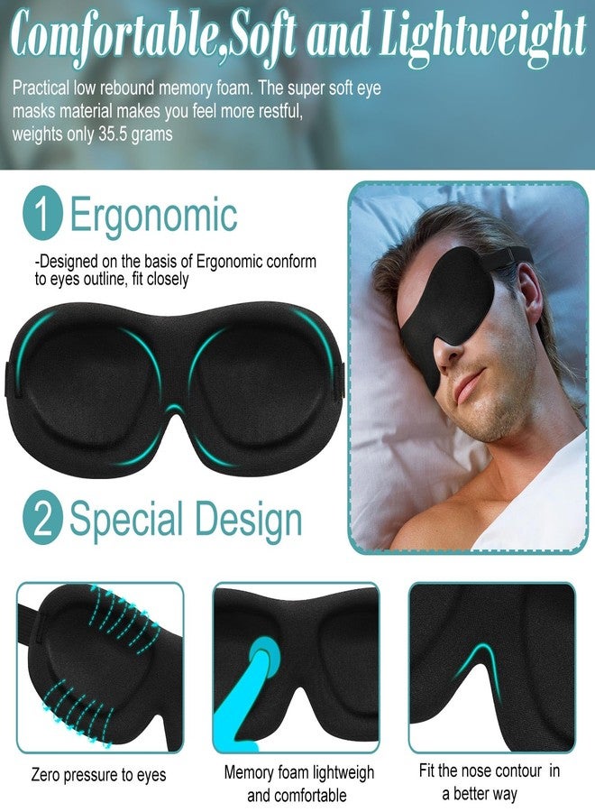 Bencailor 8 Pcs Sleep Mask for Side Sleeper 3D Eye Masks for Sleeping Blackout Eye Cover Shade Night Blindfold with Adjustable Strap for Women Men Sleeping Game Gifts(Medium,Black - Image 5