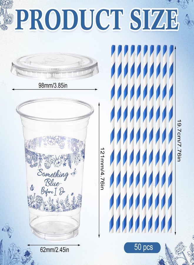 Chuangdi تشوانغدي 50 عبوة لوازم حفلة استحمام العروس شيء أزرق أكواب بلاستيكية للنساء أكواب قابلة للتخلص هدايا لكوب وصيفة العروس لحفلة استحمام العروس شيء أزرق حفلة توديع العزوبية حفل زفاف حفل خطوبة - Image 4