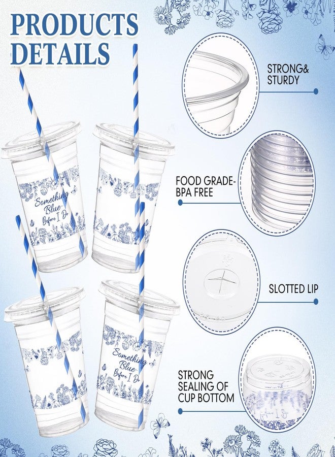 Chuangdi تشوانغدي 50 عبوة لوازم حفلة استحمام العروس شيء أزرق أكواب بلاستيكية للنساء أكواب قابلة للتخلص هدايا لكوب وصيفة العروس لحفلة استحمام العروس شيء أزرق حفلة توديع العزوبية حفل زفاف حفل خطوبة - Image 5