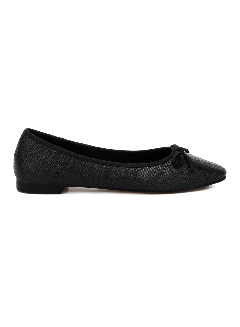 London Rag Raffia Ballet Flats in Black