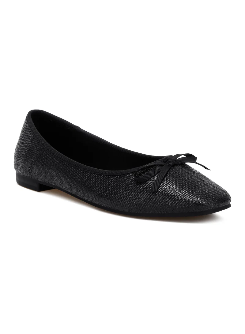 London Rag Raffia Ballet Flats in Black
