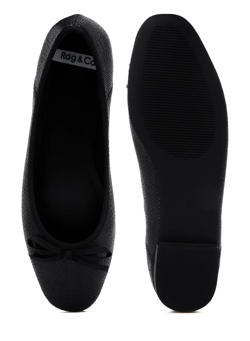 London Rag Raffia Ballet Flats in Black