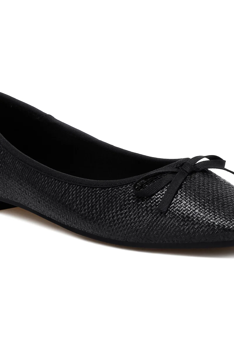 London Rag Raffia Ballet Flats in Black