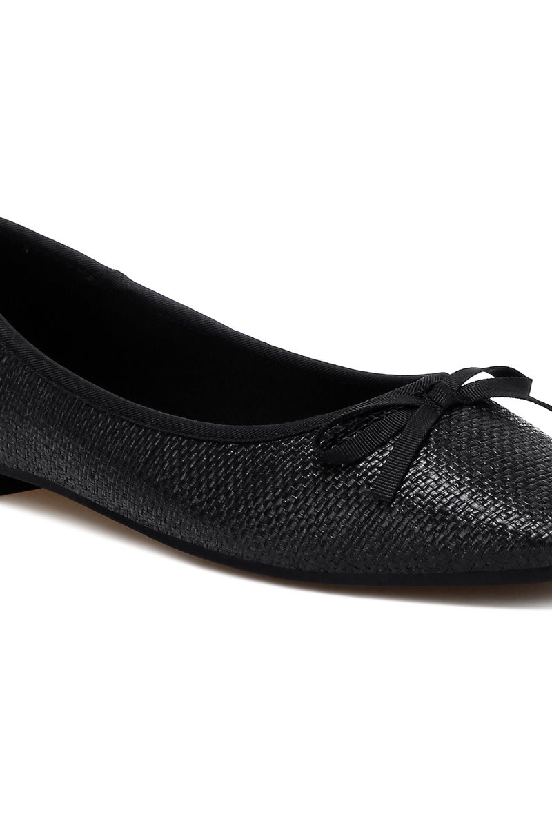 لندن راج أحذية باليه من الرافيا باللون الأسود - Image 5