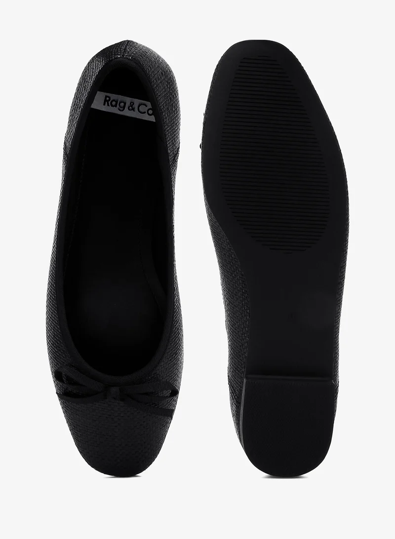 London Rag Raffia Ballet Flats in Black