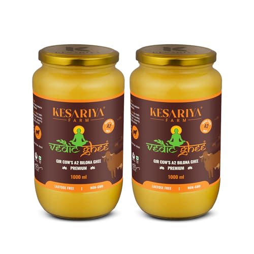 Vedic Ghee Premium A2 Gir Cow Cultured Desi Ghee from Kesariya Farm | Vedic Bilona Two Way Churned | Indian Gir Cow Ghee, Pure A2 Ghee, Natural & Healthy, Non-GMO | Lab Certified (2 Liters) - Image 1