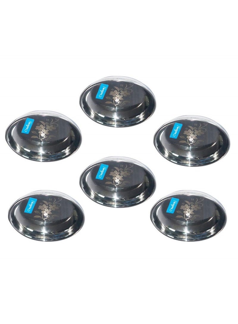 Neelam Stainless Steel 5.5, 22 Gauge, Lazer Small Halwa Plate, 11 cm, Set of 6, Snacks Plate, Dessert Plates, Multipurpose Plate for Kitchen, Side Dish, Quarter Plates, Easy to Maintain - Image 3