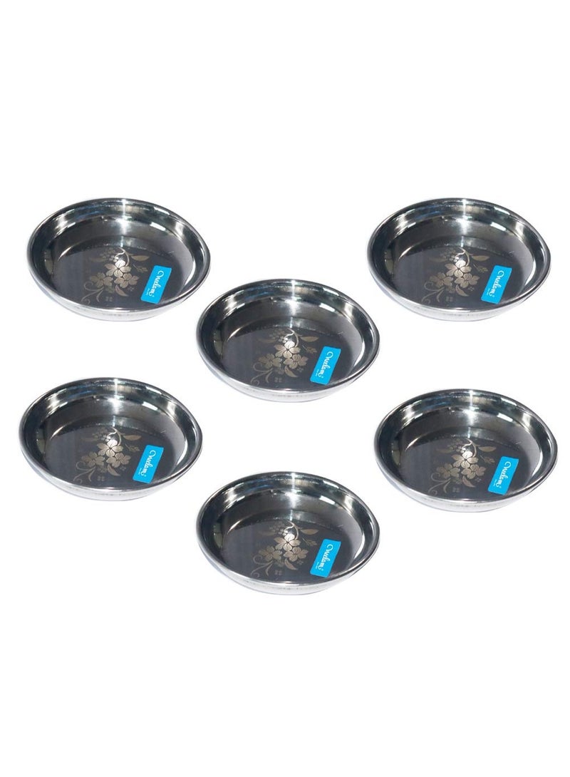 Neelam Stainless Steel 5.5, 22 Gauge, Lazer Small Halwa Plate, 11 cm, Set of 6, Snacks Plate, Dessert Plates, Multipurpose Plate for Kitchen, Side Dish, Quarter Plates, Easy to Maintain - Image 1