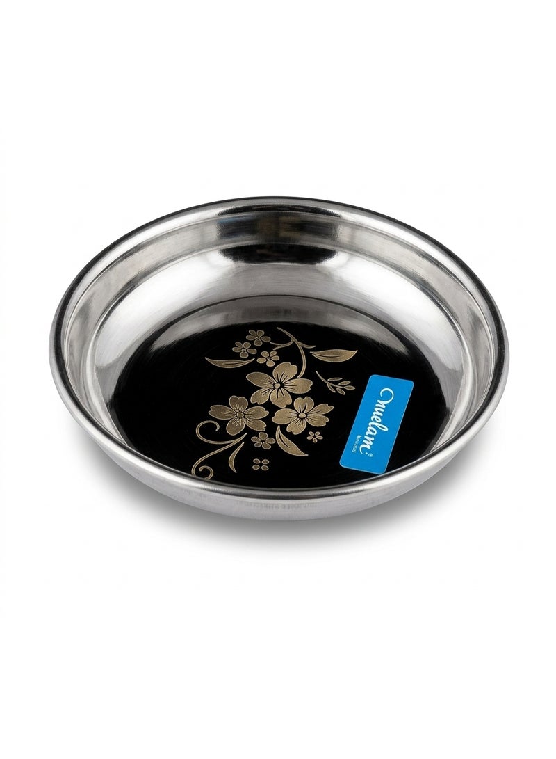 Neelam Stainless Steel 5.5, 22 Gauge, Lazer Small Halwa Plate, 11 cm, Set of 6, Snacks Plate, Dessert Plates, Multipurpose Plate for Kitchen, Side Dish, Quarter Plates, Easy to Maintain - Image 2