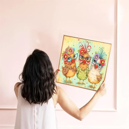 mrpwnle Chicken Diamond Painting Kits for Adults,DIY Chickens Diamond Art Kits for Beginners,5D Diamond Art Dotz Kits Round Full Drill Diamond Painting for Home Wall Decor Gift 12×12inch - Image 5
