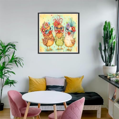 mrpwnle Chicken Diamond Painting Kits for Adults,DIY Chickens Diamond Art Kits for Beginners,5D Diamond Art Dotz Kits Round Full Drill Diamond Painting for Home Wall Decor Gift 12×12inch - Image 3