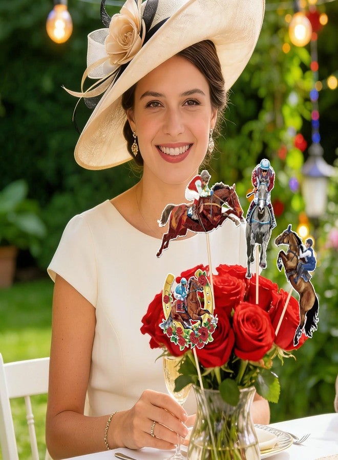 Raxfly 26Pcs Horse Racing Centerpiece Sticks, Equestrian Table Toppers Decorations with Horses Jockey Roses for Derby Style Party, Roses theme Birthday - Image 5